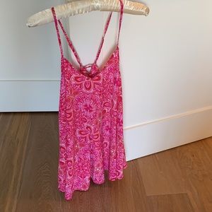 Show Me Your Mumu carousel lace up swing mini dress hot pink